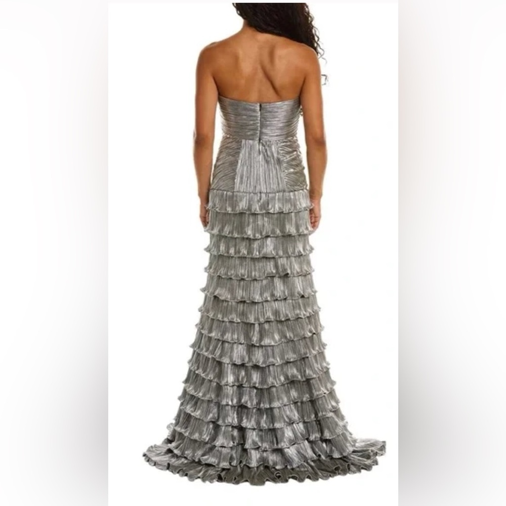 Zac Posen Silver Metallic Ruffle Gown size 6 - Picture 2 of 11